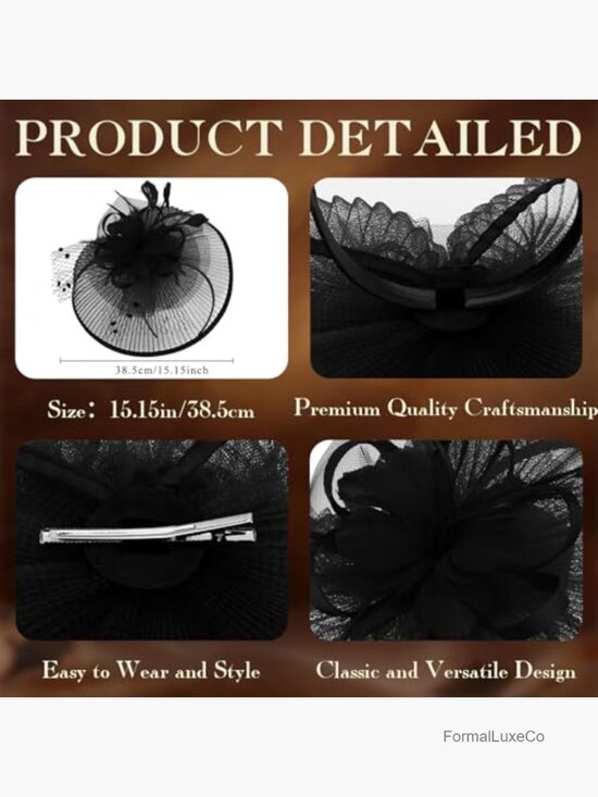 Chic Fascinator Hat with Feathers for Women Wedding Derby Tea Party